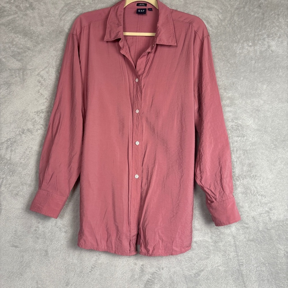 GAP Big Shirt Women‎ Button Up Pink Lightweight Tunic Size L Office